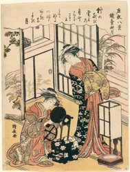 En spegel på ett stativ som föreslår höstmånen (Kyodai no shugetsu), från serien "Eight Scenes of the Parlour (Zashiki hakkei)"