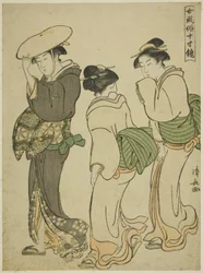 A Woman and Two Maids, från serien "A Mirror of Feminine Manners (Onna fuzoku masu kagami)"
