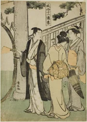 Ett besök i en helgedom, från serien "Twelve Scenes of Popular Customs (Fuzoku juni tsui)"
