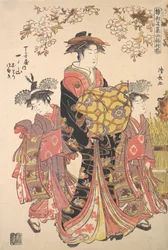 En Oiran ackompanjerad av två tuggor.
