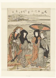 Kvällssnö vid Sangendo Sangendo no bosetsu (titel på objekt) Åtta ansikten av vanor och seder i Fukagawa (serietitel) Fuzoku Fukagawa hakkei (serietitel på objekt)