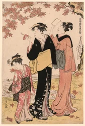 Beautys Under a Maple Tree, från serien "A Collection of Contemporary Beauties of the Pleasure Quarters (Tosei yuri bijin awase)"
