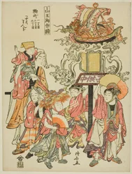 Bär en lykta sponsrad av Kojimachi, från serien "The Festival of the Sanno Shrine (Sanno gosairei)"