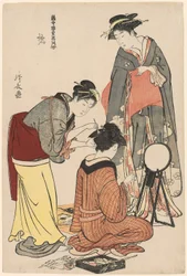 Underhållare från Tachibana, från serien "A Collection of Contemporary Beauties of the Pleasure Quarters (Tosei yuri bijin awase)", c.1782 (träblock i färg; oban)