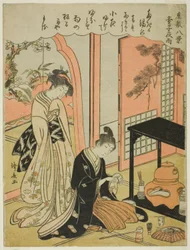Night Rain of the Tea Stand, från serien "Eight Scenes of the Parlour (Zashiki hakkei)"