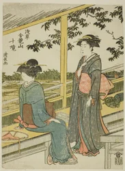 Tehus med utsikt över risfält, från serien "Ten Precincts of Kinryuzan Temple in Asakusa (Asakusa Kinruzan jikkei)"