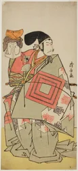 Skådespelaren Ichikawa Danjuro V som Minamoto no Yoshiie, i pjäsen "Date Nishiki Tsui no Yumitori", uppfördes på Morita Theatre i elfte månaden, 1778 (?)