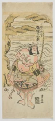Skådespelaren Sakata Hangoro II som Kobayashi no Asahina, Edo-perioden, 1775 (trätryck i färg)