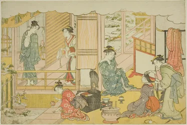 Det första badet på det nya året (Yudono hajime), från den illustrerade boken "Colors of the Triple Dawn (Saishiki mitsu no asa)"