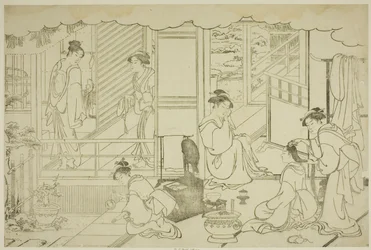 Det första badet på det nya året (Yudono hajime), från den illustrerade boken "Colors of the Triple Dawn (Saishiki mitsu no asa)"