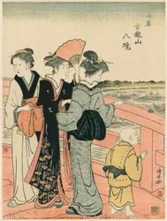 Titta på vattenfestivalen från Azuma Bridge, från serien "Eight Precincts of the Kinryuzan Temple in Asakusa (Asakusa Kinruzan hakkei)"