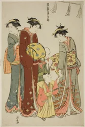 Ung pojke som bär Hakama för första gången, från serien "A Brocade of Eastern Manners (Fuzoku Azuma no nishiki)"