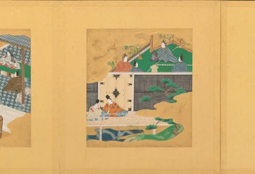 Scener från Sagan om Genji Genji monogatari, tidigt 1600-tal.