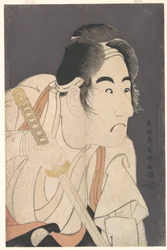 Bandō Mitsugorō II som Ishii Genzō i skådespelet "Hana-ayame Bunroku Soga", ca 1794 (träsnitt i färg)