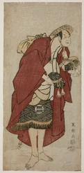 Skådespelaren Sakata Hangoro III som brudgummen Abumizuri no Iwazo i Koriyama, faktiskt Kurisaka Taro Tomonori