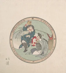 Ebisu och Daikoku, Two of the Seven Gods of Fortune, 1800-talet.