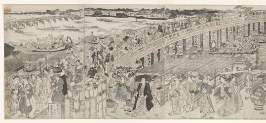 Utsikt: Njuter av kvällsbrisen vid Ryogoku-bron