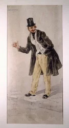 Tecoppakratur av den milanesiske skådespelaren Edoardo Ferravilla 1874, akvarell av Tranquillo Cremona