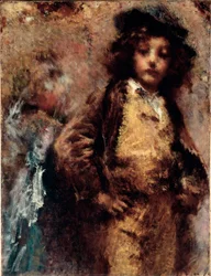 Dåligt men vackert Porträtt av en ung man som ser ut som en dandy. Målning av Tranquillo Cremona (1837-1878) Genes, Nervi, Galleria av Arte Moderna