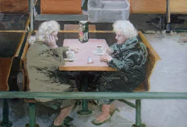 Over a cuppa, 2010 (olja på pannå)
