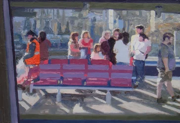 Sett genom tågfönstret, 2010 (olja på pannå)
