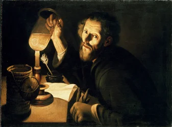 En läkare med ett urinprov, c1630-1633