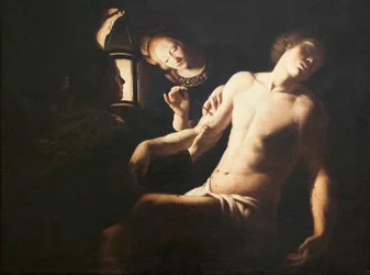 Saint Sebastian helad av Saint Irene (olja på duk)