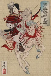 Hangaku Gozen, ca 1885 (träsnitt i färg)
