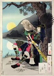 Hideyoshi blåser ett Conch-skal, från 