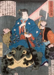 Jiraiya ridande på en groda