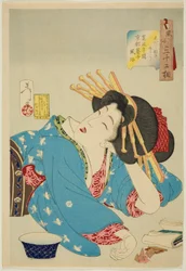 Slovenly (Shidaranasaso), från serien "Thirty-two Aspects of Women (Fuzoku sanjuniso)"