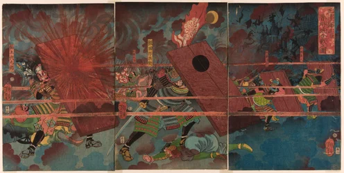 Slaget vid Jinju under Masakiyos erövring av Korea (Masakiyo Sankan taiji, Shinshujo kassen no zu)