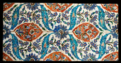 Åtta komposit Iznik polykroma fyrkantiga plattor, c.1575