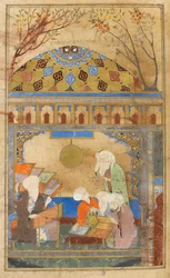 Nasireddins observatorium i Meraga. Nasireddin Tusi (d.1274) och de fyra män som satte upp observatoriet.