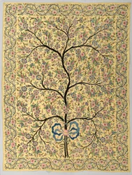 Sidenhängande med broderat livets träd, 1800-tal