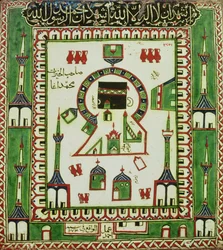 Kakel med en representation av Mecka, 1500-1600-tal (keramik)