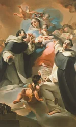 Our Lady of Rosary with Child, St Dominic and St Vincent Ferrer, ca 1773, av Ubaldo Gandolfi (1728-1781)