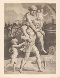 Aeneas flyr med sin familj från Troja
