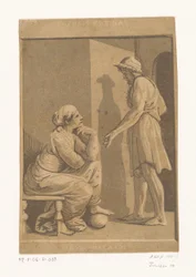 Stående man och sittande kvinna Konstnären Raphael och hans älskarinna