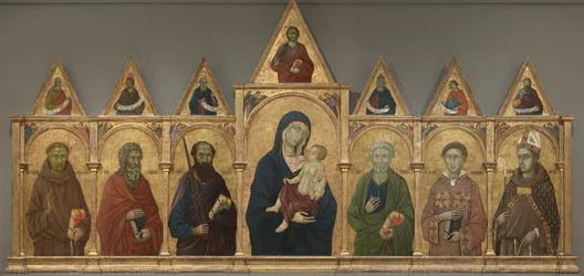 Jungfru och barn med de heliga Franciskus, Andreas, Paulus, Peter, Stefan och Ludvig av Toulouse, ca 1317-21