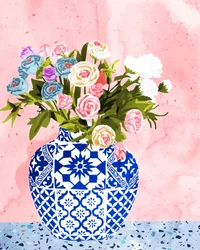 Blommor i en blå vas