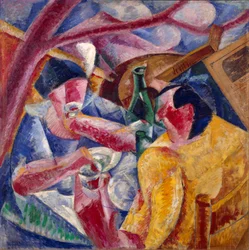 Under pergolan, Neapelmålning av Umberto Boccioni (1882-1916) 1914. Olja och collage på duk. Dämpa. 83x83 cm Milano, Museum of Novecento