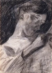 Ung kvinna som läser Ines, 1909-10.