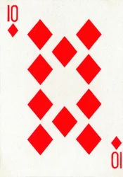 10 diamanter från en kortlek med Goodall & Son Ltd. spelkort, c1940