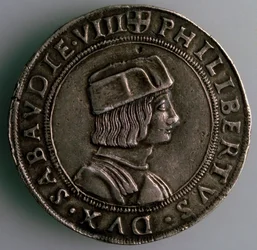 4-Teston. Hertigdömet Savoy, Italien, Framsida: Philibert II, hertig av Savoyen, 1497-1504