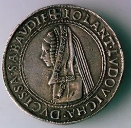 4-Teston. Duchy Savoy, Italien, omvänd: Iolanta Ludovica, hertiginna av Savoyen, 1497-1504