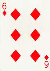 6 av diamanter från en lek med Goodall & Son Ltd. spelkort, c1940