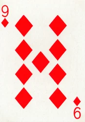9 av diamanter från en kortlek med Goodall & Son Ltd. spelkort, c1940