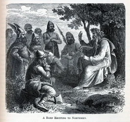 A Bard reciting to Northmen, 1882
