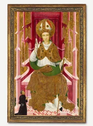 En biskopshelgon med en donator Saint Louis av Toulouse, tidigt 1400-tal.